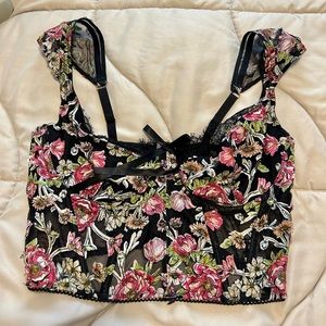 Victoria’s Secret Black Floral Corset Size 36D